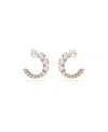 Swarovski Crystal Pearl, Round Cut, White, Matrix Hoop Earrings In Rose Gold