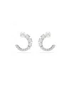 Swarovski Crystal Pearl, Round Cut, White, Matrix Hoop Earrings In Silver