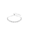 Swarovski Matrix Mixed Round Cuts White Rhodium Plated Tennis Bracelet In Silver