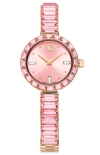 Swarovski Crystal Quartz Watch In Pink