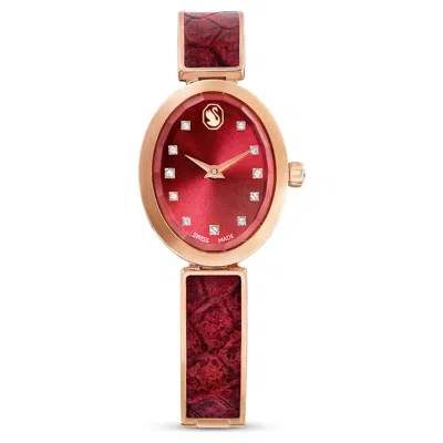 Swarovski Crystal Rock Oval Watch In Red