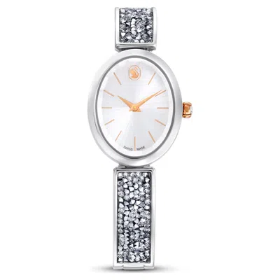 Swarovski Crystal Rock Oval Watch In Silver Tone