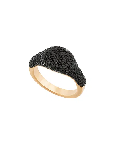 Swarovski Crystal Stone 18k Rose Gold Plated Ring In Black