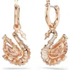 Swarovski Crystal Swan Drop Earrings In Gold