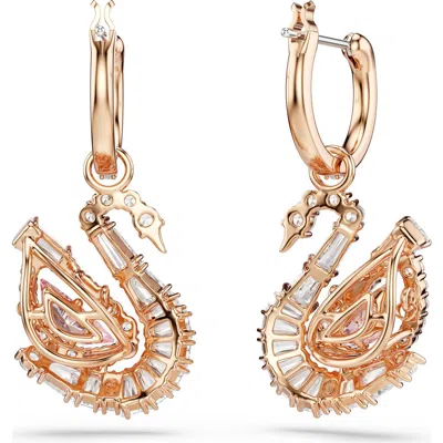 Swarovski Crystal Swan Drop Earrings In Gold