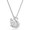 Swarovski Mixed Cuts Swan Pendant Necklace In Metallic