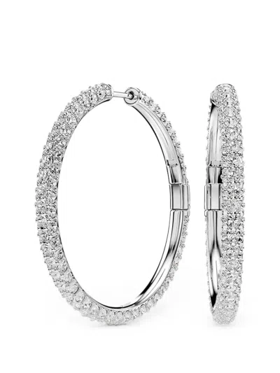 Swarovski Crystal-embellished Hoop Earrings In White