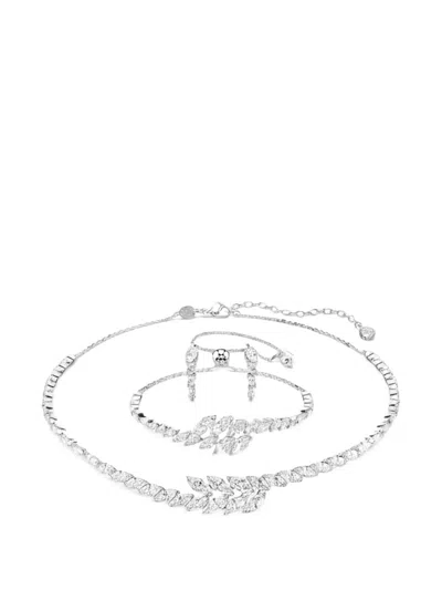 Swarovski Crystal-embellished Jewellery Set Of 3 Pieces In Metallic