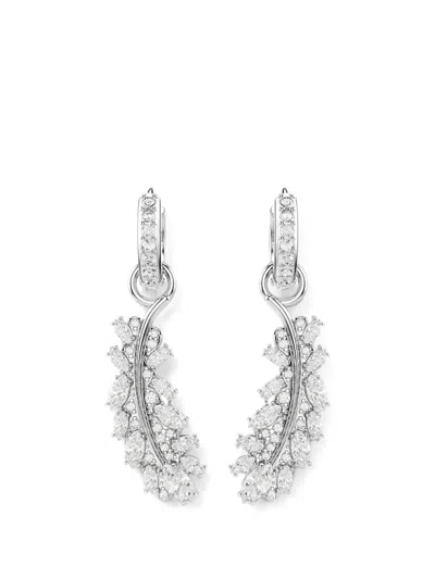 Swarovski Crystal-embellished Leaf-pendant Earrings In Silver