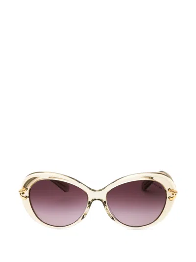Swarovski Crystal-embellished Oval-frame Sunglasses In Neutral