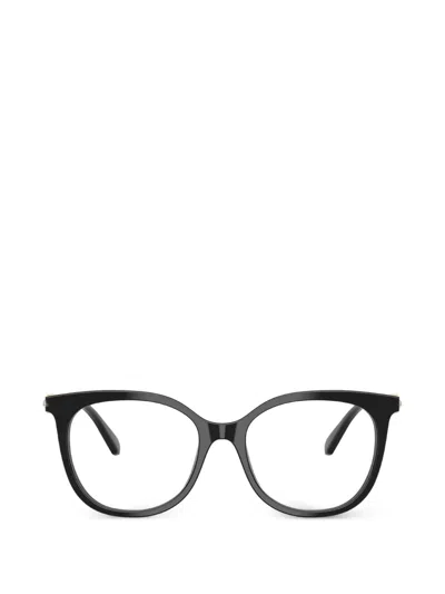 Swarovski Crystal-embellished Square-frame Glasses In Black