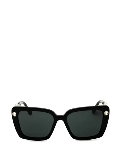 Swarovski Crystal-embellished Square-frame Sunglasses In Black
