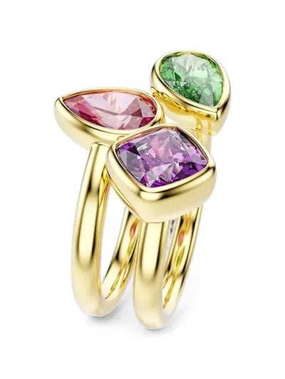 Swarovski Crystal-embellished Stacked Rings In Multi