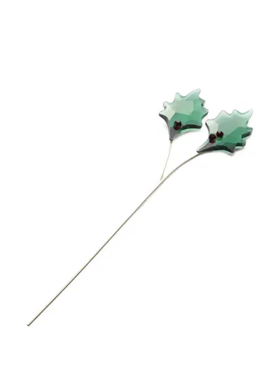 Swarovski Crystal-embellishment Flower In Green