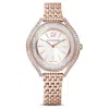 Swarovski Women's Swiss Crystalline Aura Rose Gold-tone Stainless Steel Pvd Bracelet Watch 35mm In Rose Gold Tone