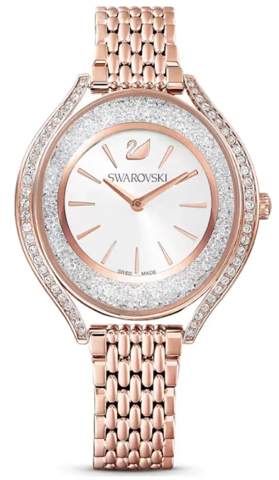 Pre-owned Swarovski Crystalline Aura Watch Swiss Made Rose Gold-tone Finish- 5519459
