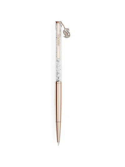 Swarovski Crystalline Crystal-embellished Swan-charm Ballpoint Pen In Brown