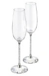 Swarovski Crystalline Set Of 2 Toasting Flutes In Transparent