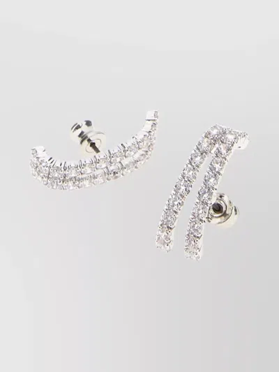 Swarovski Curved Stud Earrings Featuring Crystal Embellishments In Metallic