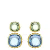 Swarovski Chroma Gold-tone Plated Cushion Cut Drop Earrings