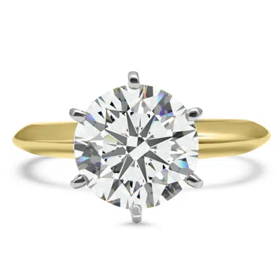 Pre-owned Swarovski Cz Cubic Zirconia Solitaire Ring 14k Yellow Gold 2 Carat 6 Prong Engagement In Clear