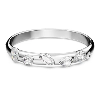 Swarovski Rhodium-plated Mixed Crystal Bangle Bracelet In White