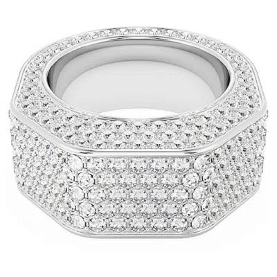 Swarovski Dextera Cocktail Ring Oct Full Pave Rhodium Shiny Clear In Silver Tone