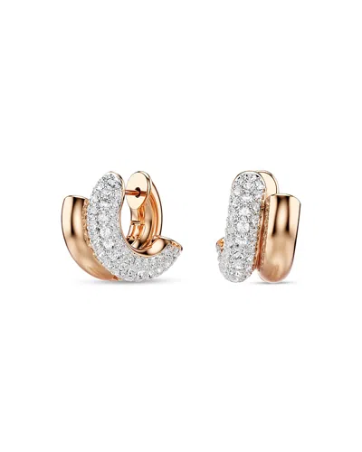Swarovski Dextera Crystal Double Row Tubular Hoop Earrings In Gold