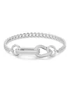 Swarovski Ladies Dextera Rhodium Plated Plated Mixed Links Pave Bracelet In Silver