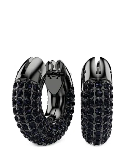 Swarovski Dextera Crystal-embellished Hoop Earrings In Black