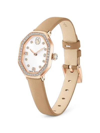 Swarovski Dextera Crystal-embellished Octagon-face 30mm Watch In Brown