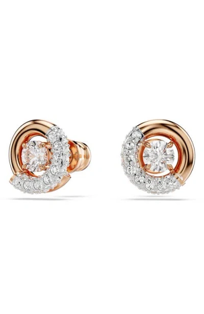 Swarovski Dextera Dancing Crystal Stud Earrings In Gold
