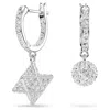 Swarovski Dextera Mismatch Drop Hooop Earrings In Weiss