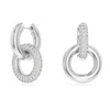 Swarovski Rhodium-plated Pave Interlocking Loop Charm Mismatch Hoop Earrings In White
