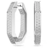 Swarovski Dextera Rhodium Plated Octagon Shape Hoop Earrings In White