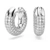 Swarovski Dextera Hoop Earrings Pave Small White Rhodium Plated In White