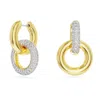 Swarovski Rhodium-plated Pave Interlocking Loop Charm Mismatch Hoop Earrings In White
