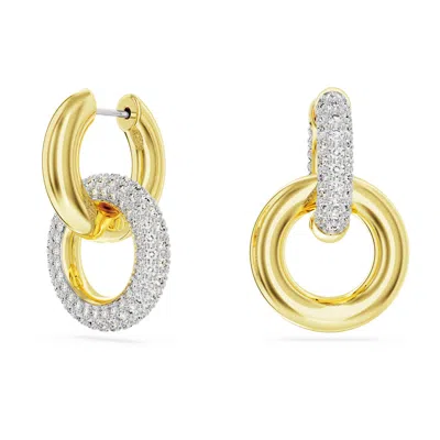 Swarovski Rhodium-plated Pave Interlocking Loop Charm Mismatch Hoop Earrings In Multicolor