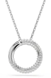 Swarovski Dextera Pendant Round Rhodium Shiny Crystal In Metallic
