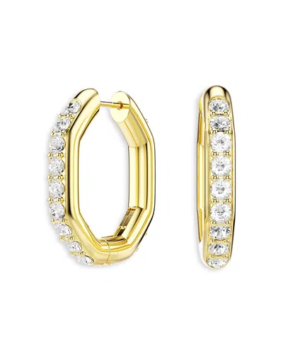 Swarovski Dextera Pave Crystal Geometric Hoop Earrings In Gold