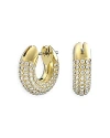 Swarovski Gold-tone Pave Crystal Dextera Hoop Earrings, 0.62" In White/gold