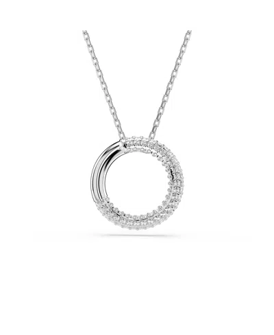 SWAROVSKI DEXTERA PENDANT, PAVE, WHITE, RHODIUM PLATED NECKLACE