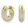Swarovski Dextera Pierced Earrings Hoop Gold Shiny Crystal In White