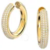 Swarovski Dextera Pierced Earrings Hoop Gold Shiny Crystal In White