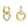 Swarovski Dextera Pierced Earrings Hoop Interlinked Gold Shiny Clear In Silver Tone