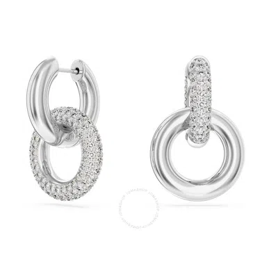 Swarovski Dextera Pierced Earrings Interlinked Rhodium Shiny Clear In Silver Tone