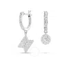 Swarovski Dextera Pierced Earrings Mini Hoop Star & Sphere Rhodium Shiny Crystal In White