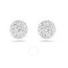 Swarovski Dextera Pierced Earrings Sphere Rhodium Shiny Crystal In Metallic