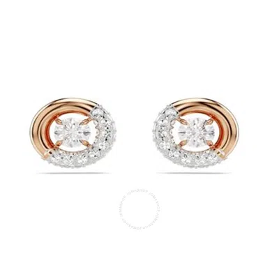 Swarovski Dextera Pierced Earrings Stud Rose Gold Shiny Crystal In White