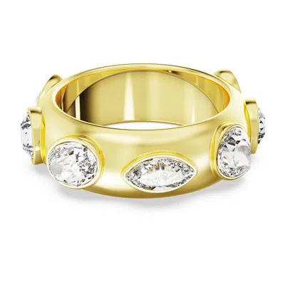 Swarovski Gold-tone Mixed Crystal Statement Band Ring In White